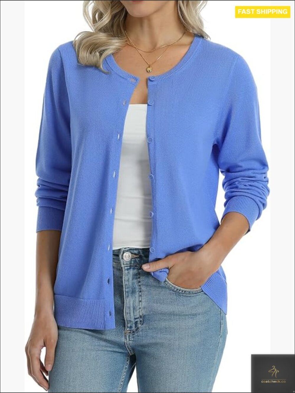 Lightweight Cotton Cardigan Long Sleeve Knitted Button Down Sweater Classic Chic